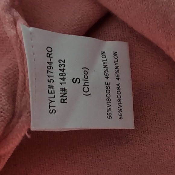Staccato V-Neck Knit Top Salmon Long Sleeve Lightweight Pullover Sweater Small - Picture 5 of 5